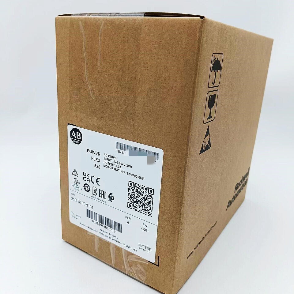 New AB 25B-B8P0N104 PowerFlex 525 Drive 1.5kW 2.0Hp 25B-B8P0N104 US Free Tax