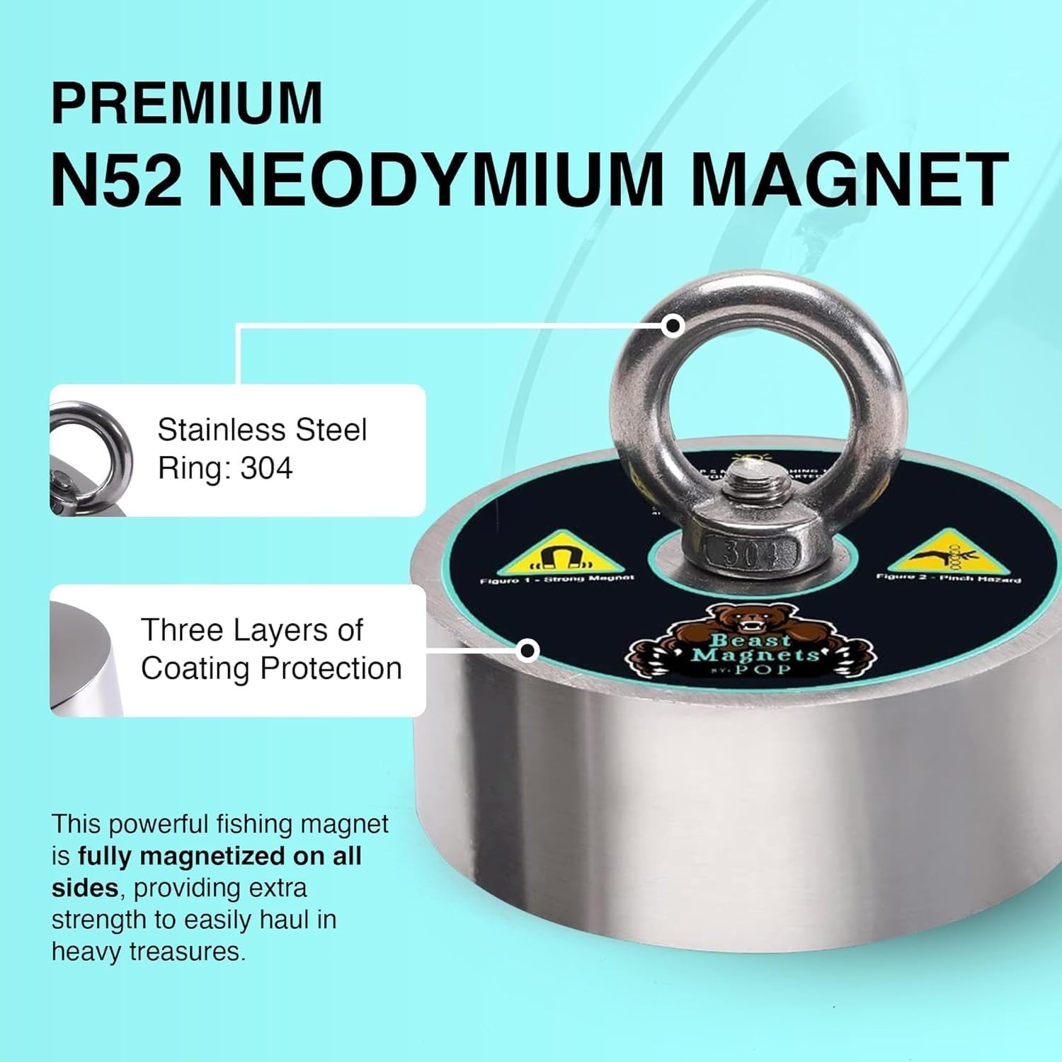 3000lb Complete 360 Degree Magnet Fishing Kit | Includes Strong 360 Neodymium…