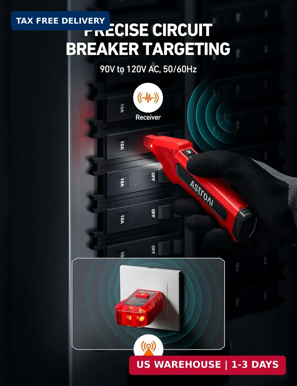 AstroAI Circuit Breaker Finder with GFCI Outlet Tester, Electrical Tester Tool f