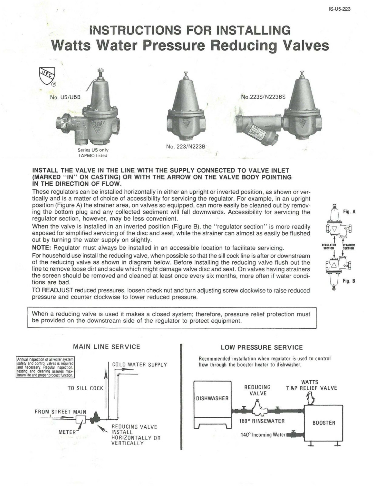 Watts Regulator Co. – 3/4 inch U5B Water Reducing Valve and Strainer NIB
