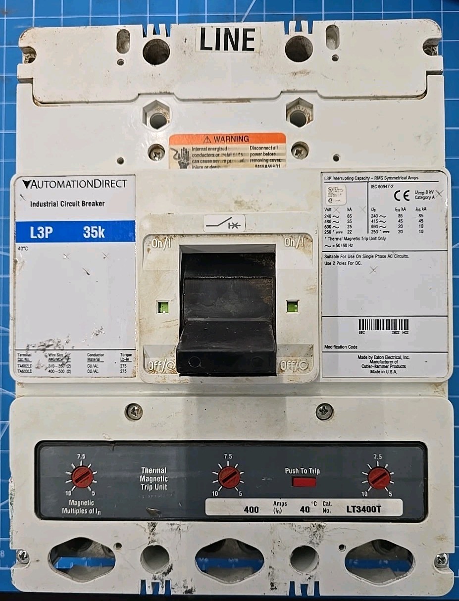 Automation Direct Industrial Circuit Breaker L3P 35k 400 Amp Cat LT3400T