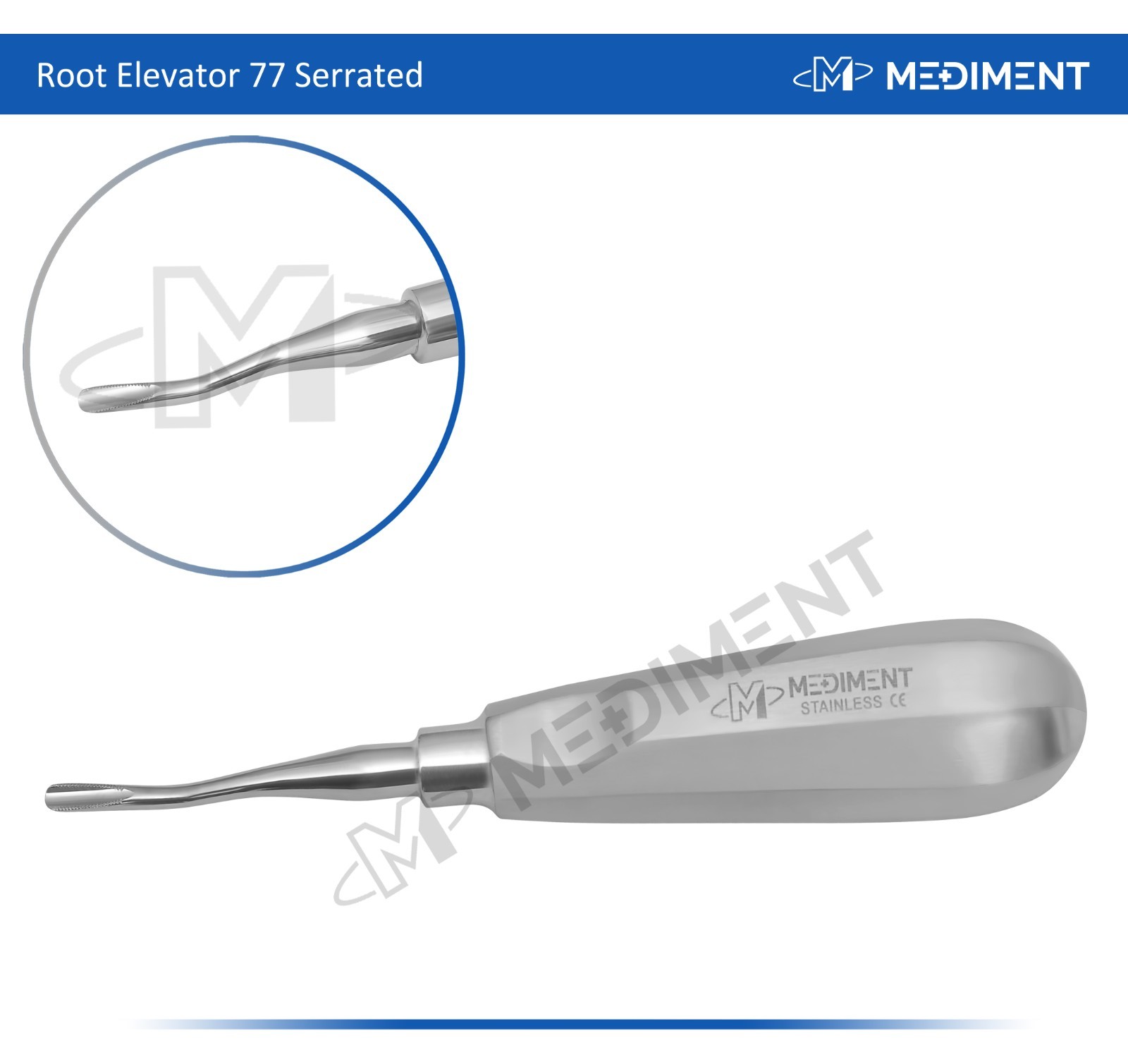 X2 German Root Elevator 77 Dental Instruments (Serrated) Light Handle Stainless