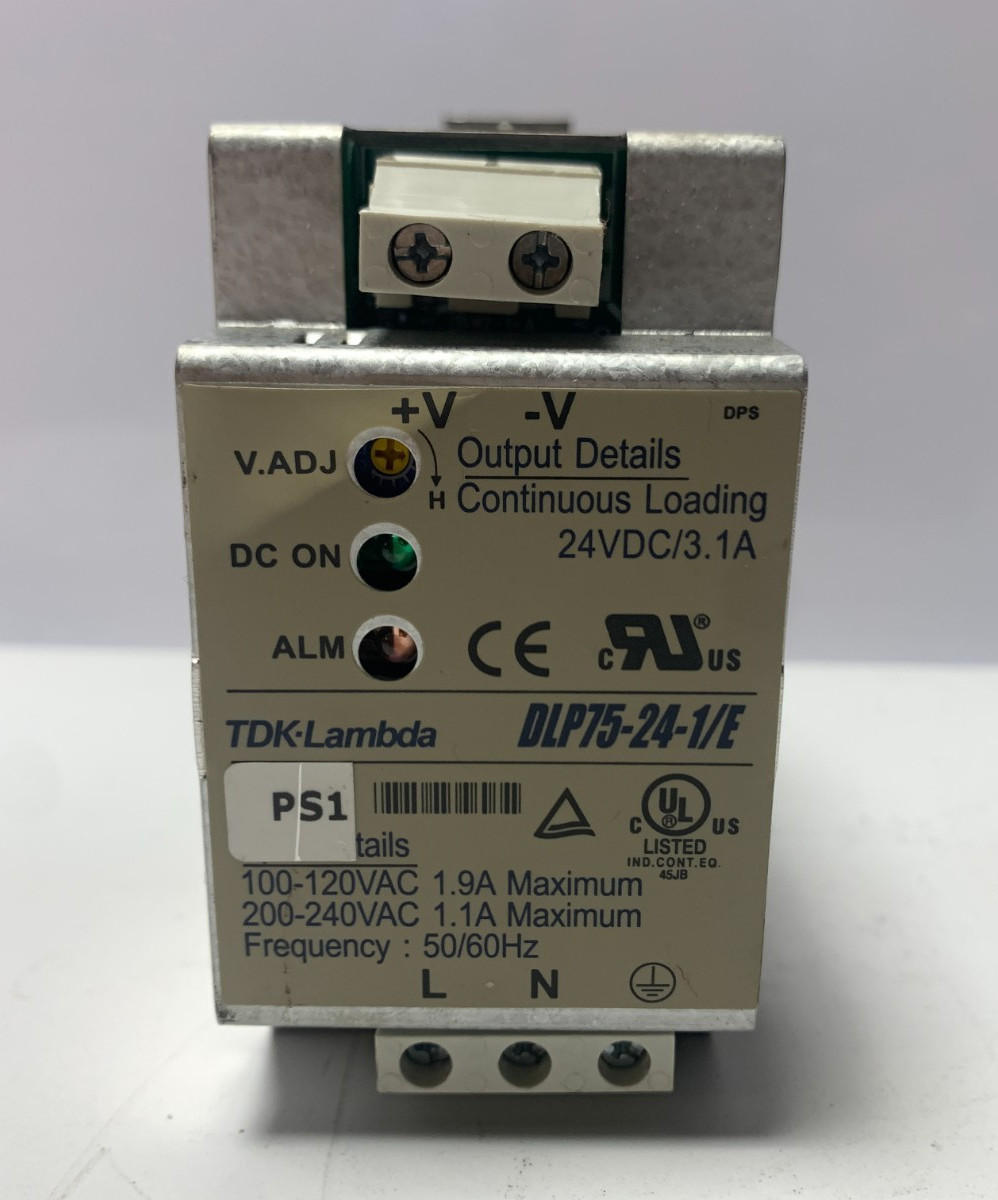 LAMBDA DLP75-24-1/E POWER SUPPLY 100/120VAC 1.9A 200/240VAC 1.1A 24VDC 3.1A