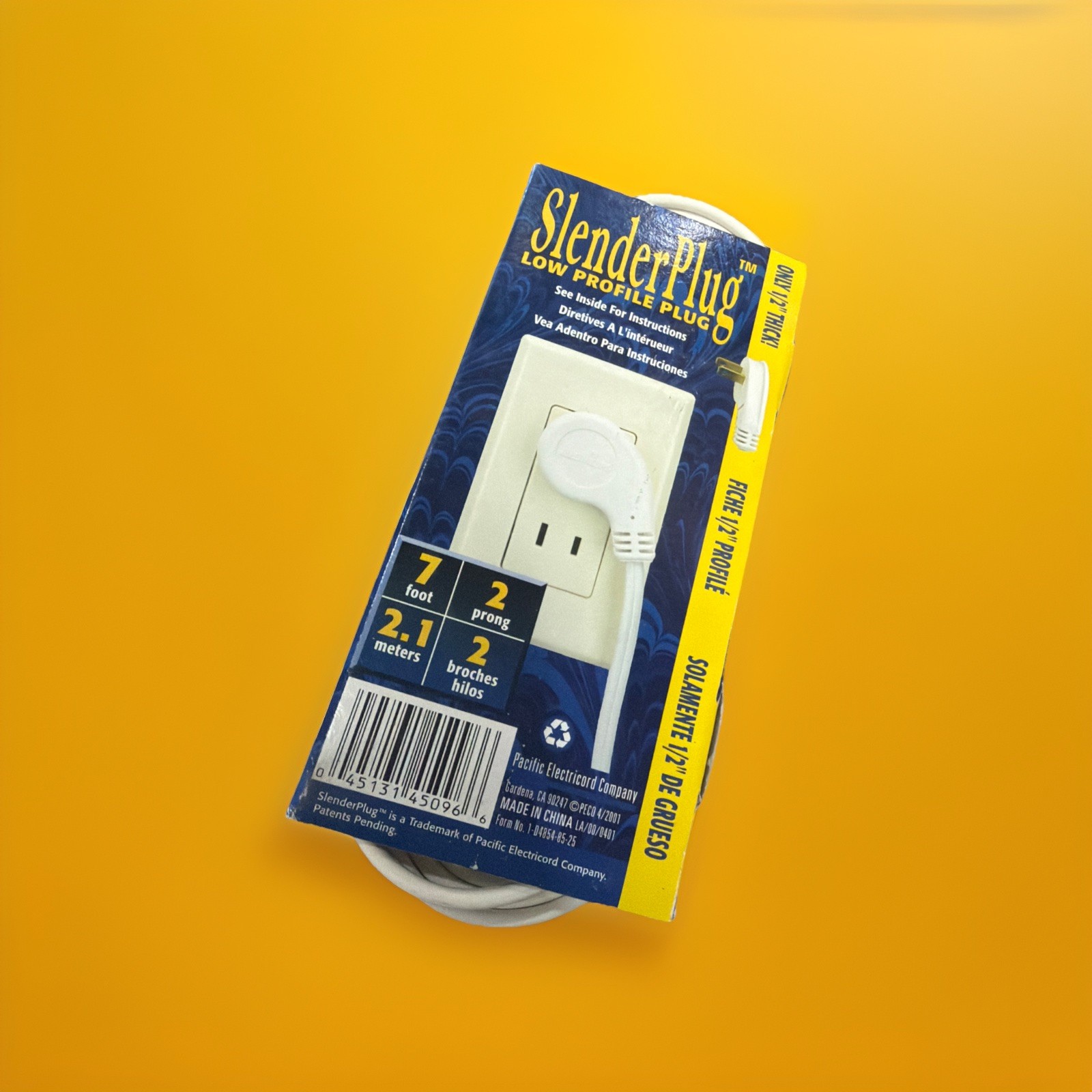 🔥 ElectriCord SlenderPlug Low Profile Extension Cor 7ft H-1000-007-WH ~ 10 Unit