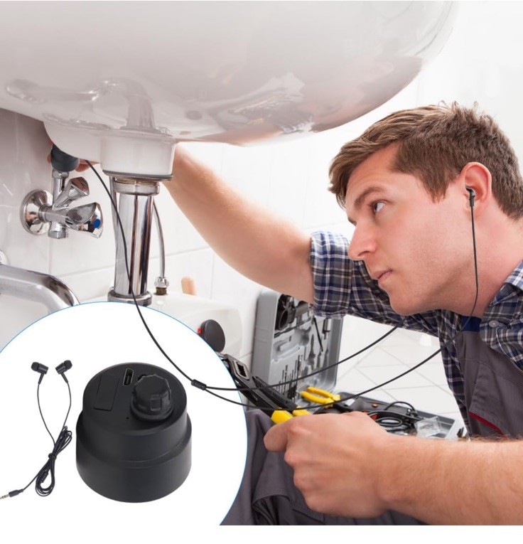 High Sensitivity Water Leak Detector – Pipe Leak Monitor with Earphones for Home