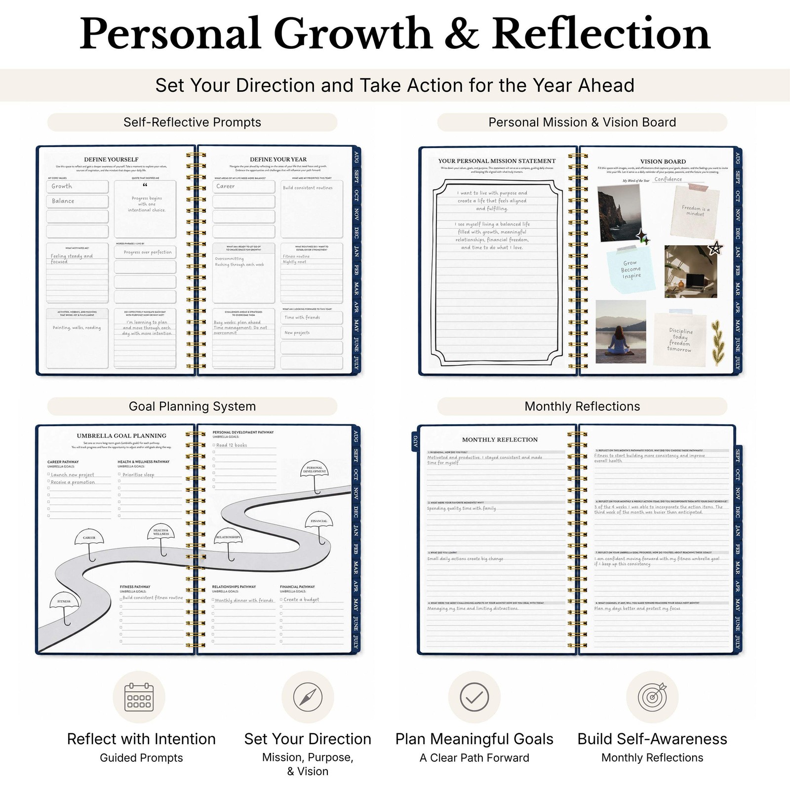 2026-2027 Mid-Year Monthly Weekly Spiral Planner B5 August Start Agenda