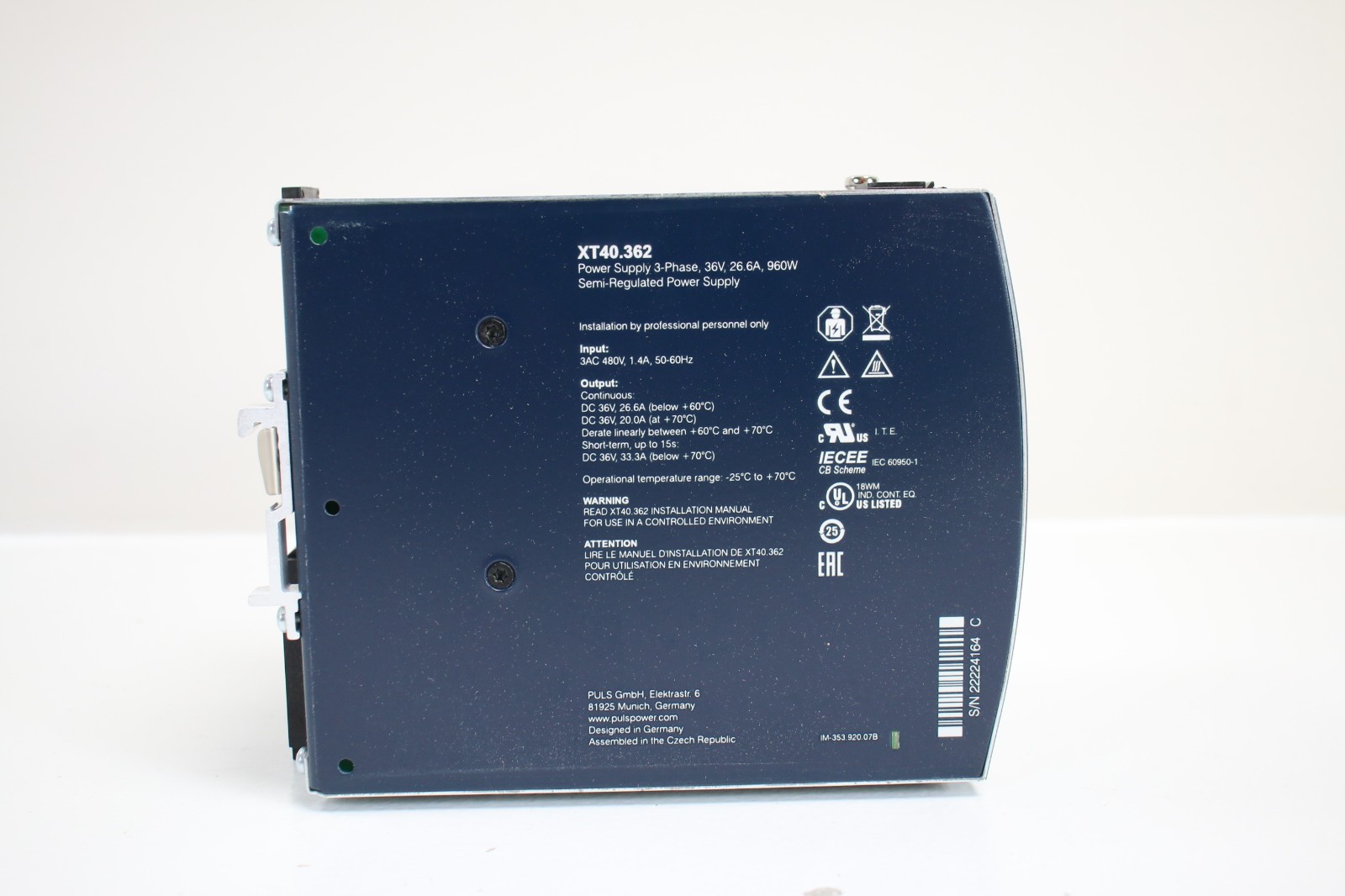 PULS Power Supply Model XT40.362