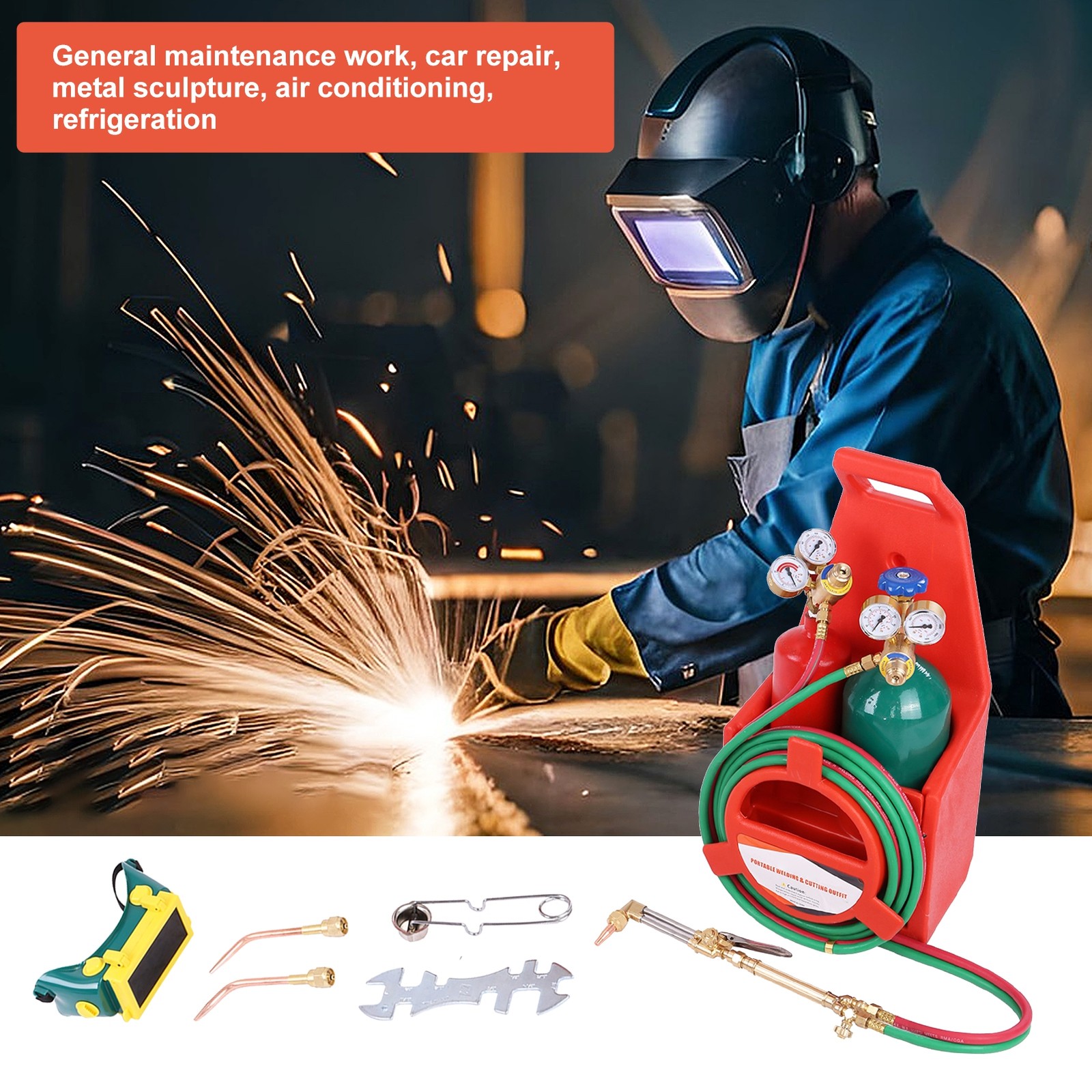 Brazing Welding Cutting Torch Kit w/Oxygen Acetylene with 4L Tanks Regulator