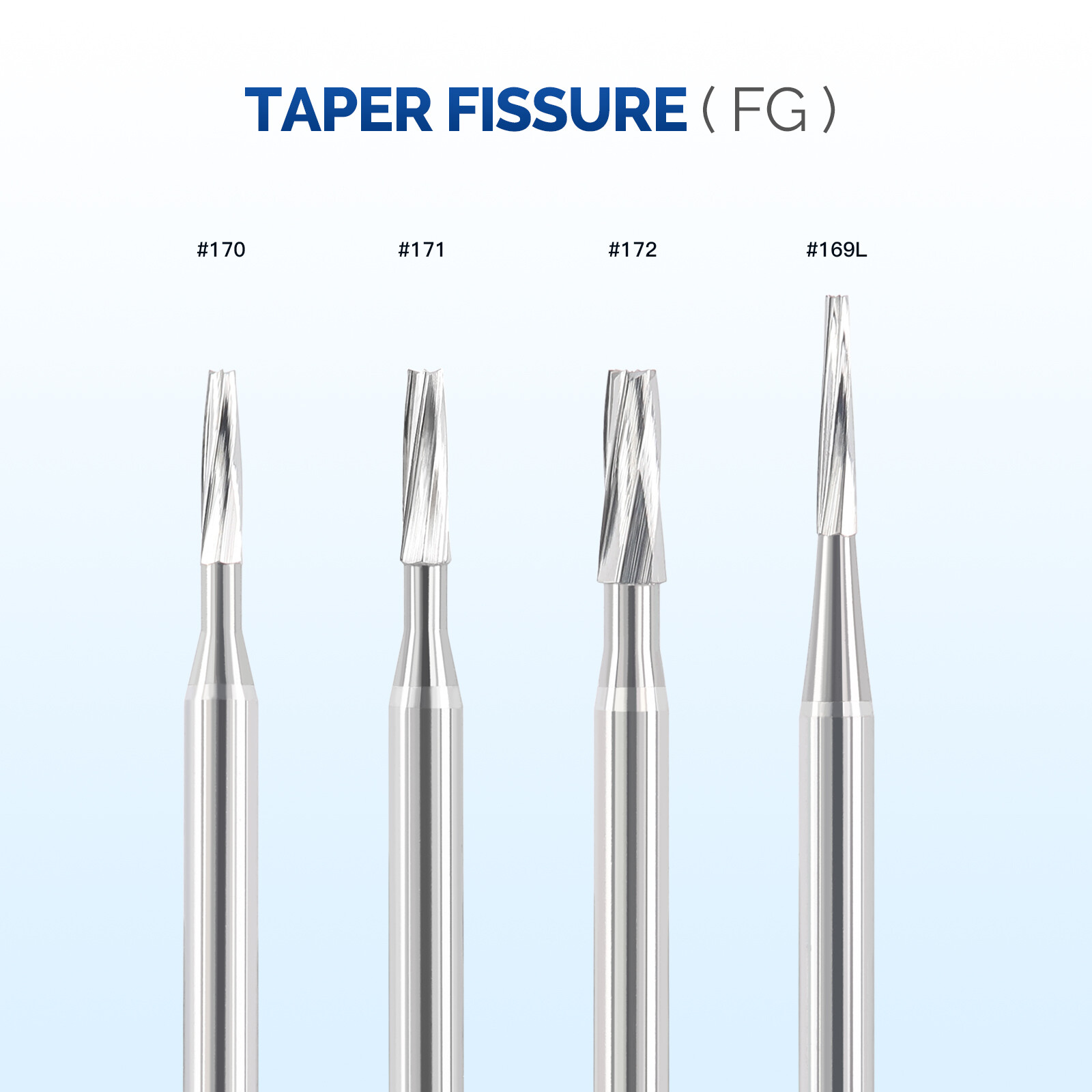 5pc/pk Dental Carbide Burs FG #169L FG #170 Taper Fissure Long Head