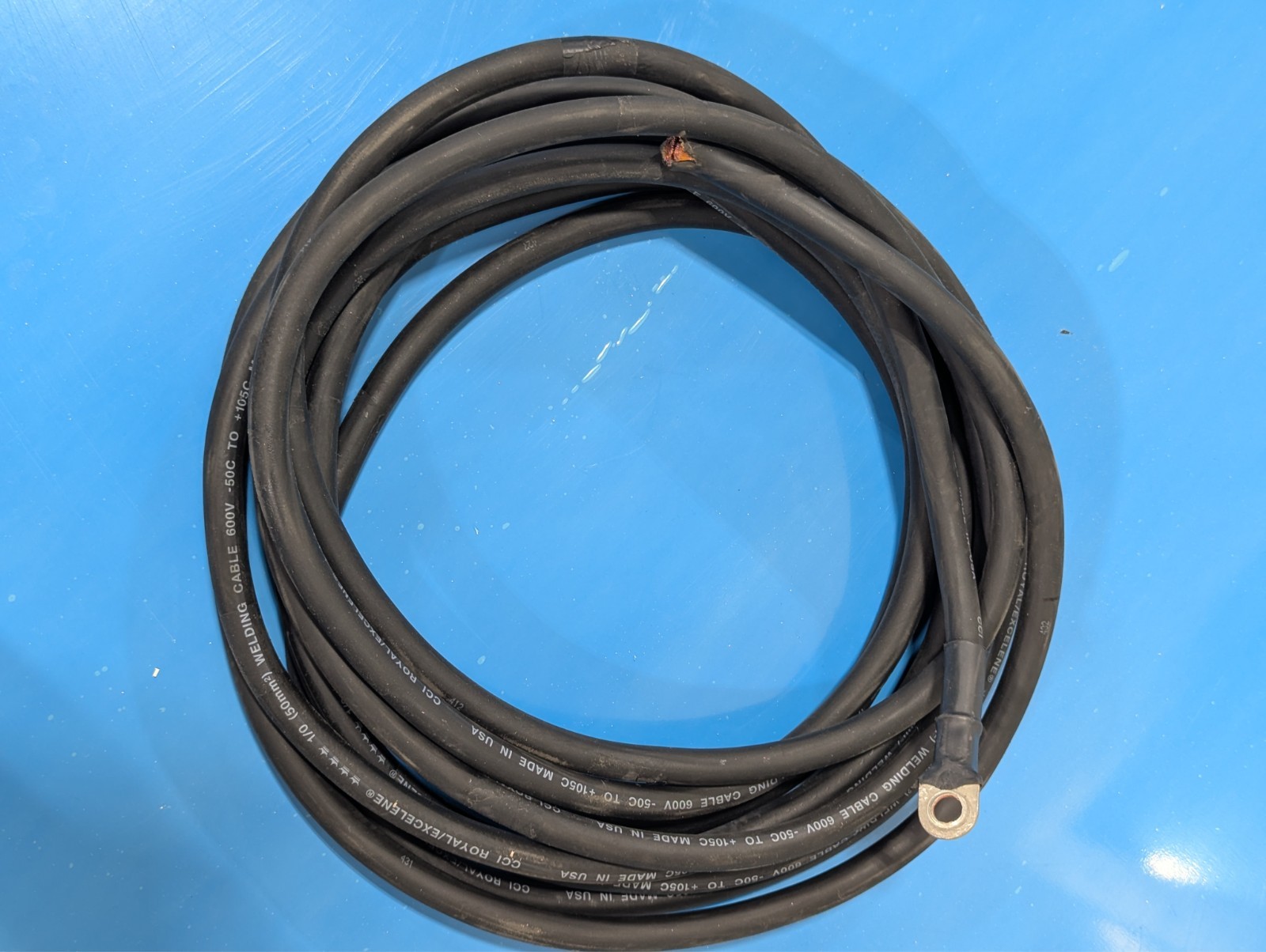 1/0 Copper Welding Cable – 22′ – rated to -50°C to 105°C up to 600V