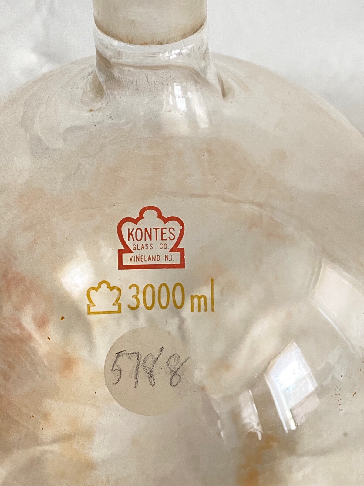 KONTES Glass 3000mL 24/40 Single Neck Round Bottom Boiling Flask 25285-3000 B