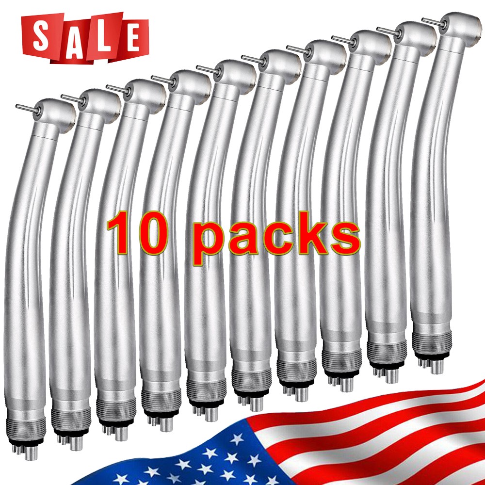 10 pcs Dental High Speed Handpiece Standard Push Button Water Spary 4 Hole