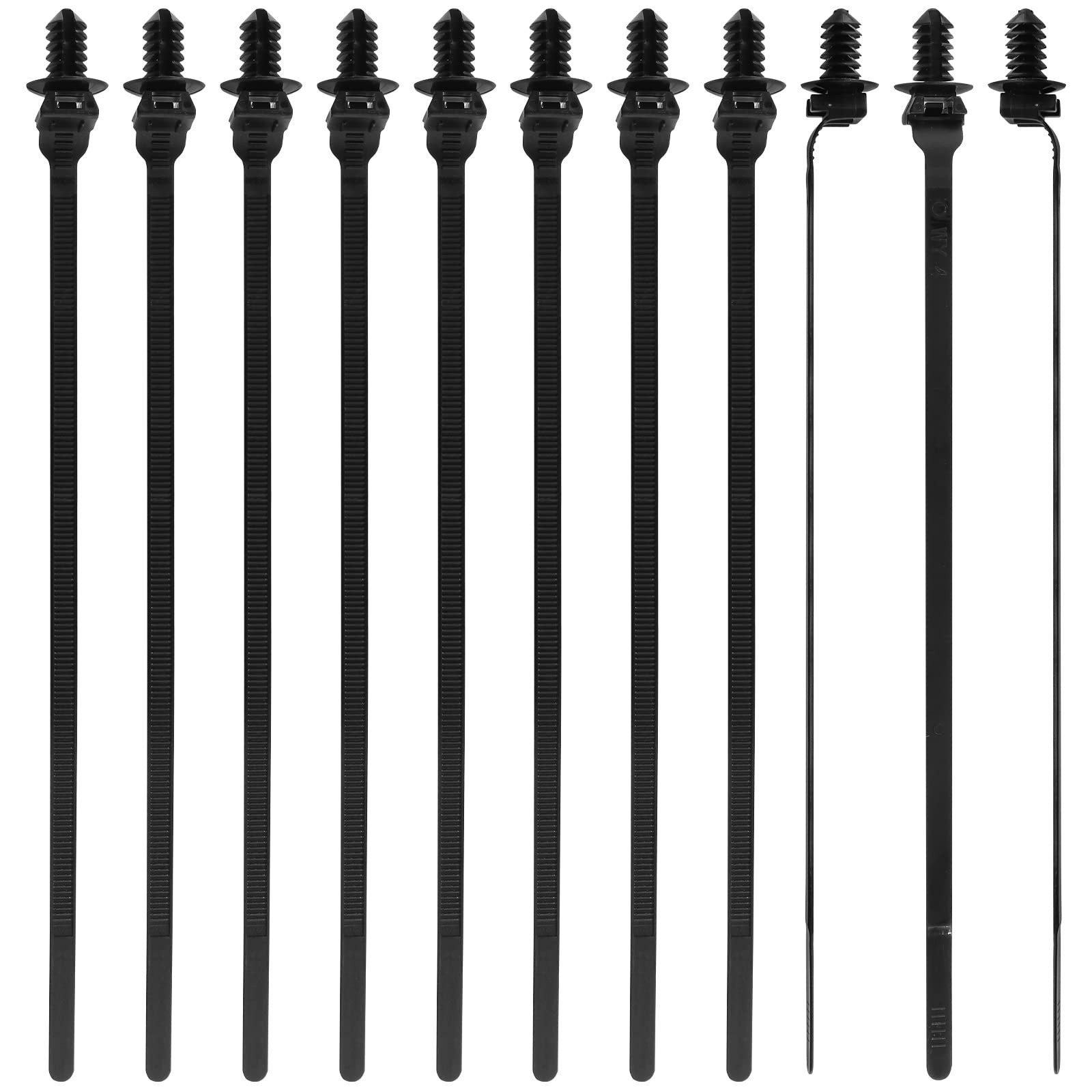 50 Pcs Black Nylon Fir Tree Mount Cable Ties 205mm for Automotive Electrical