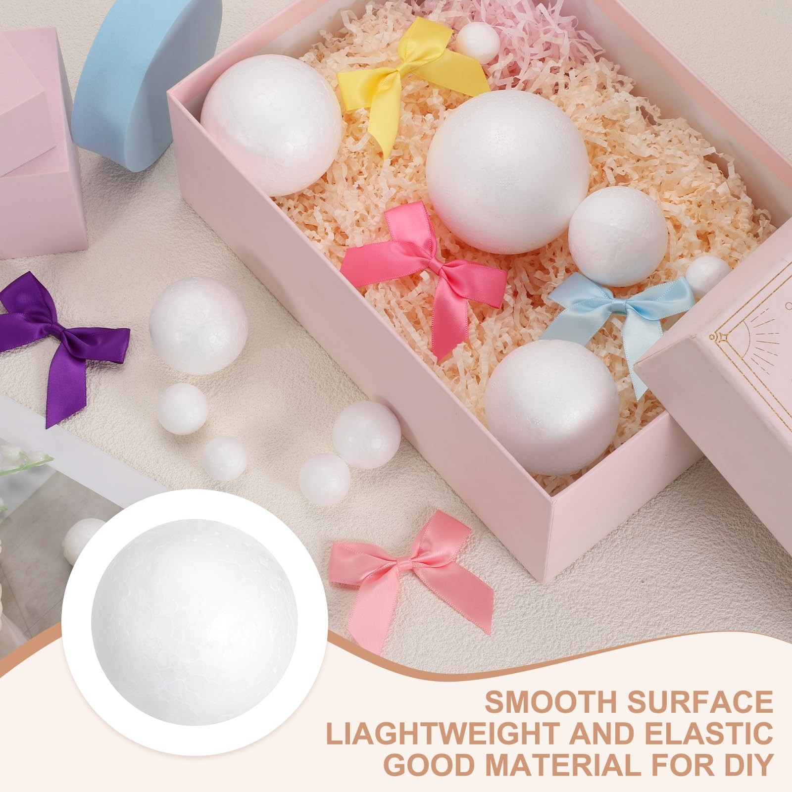 57 Pcs White Smooth Polystyrene Craft Foam Balls 0.4 Inch for DIY Decorations