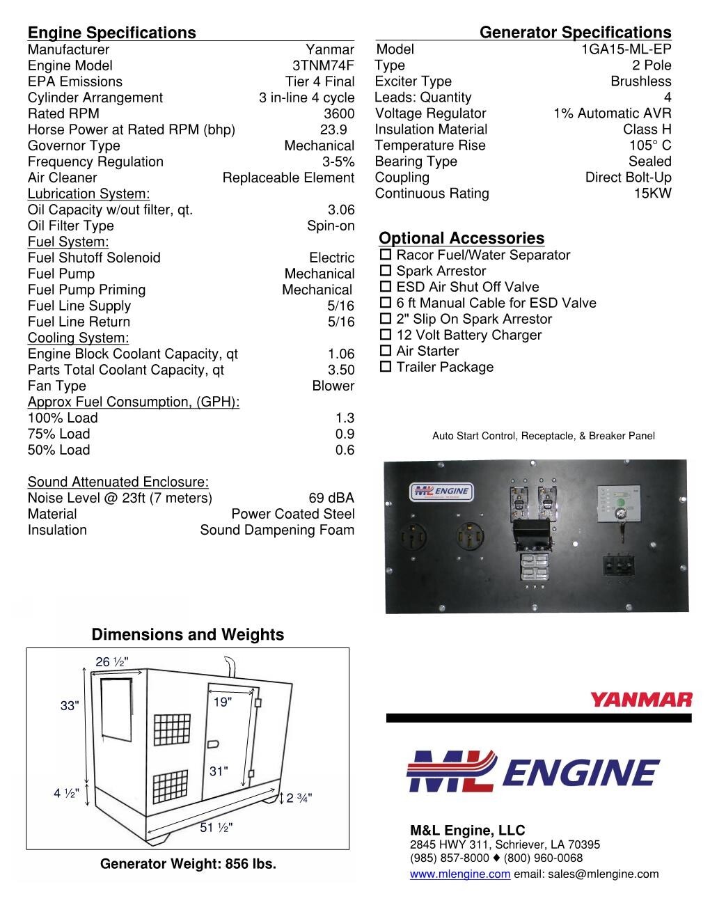 15kW Diesel Generator EnergyPac Systems Yanmar