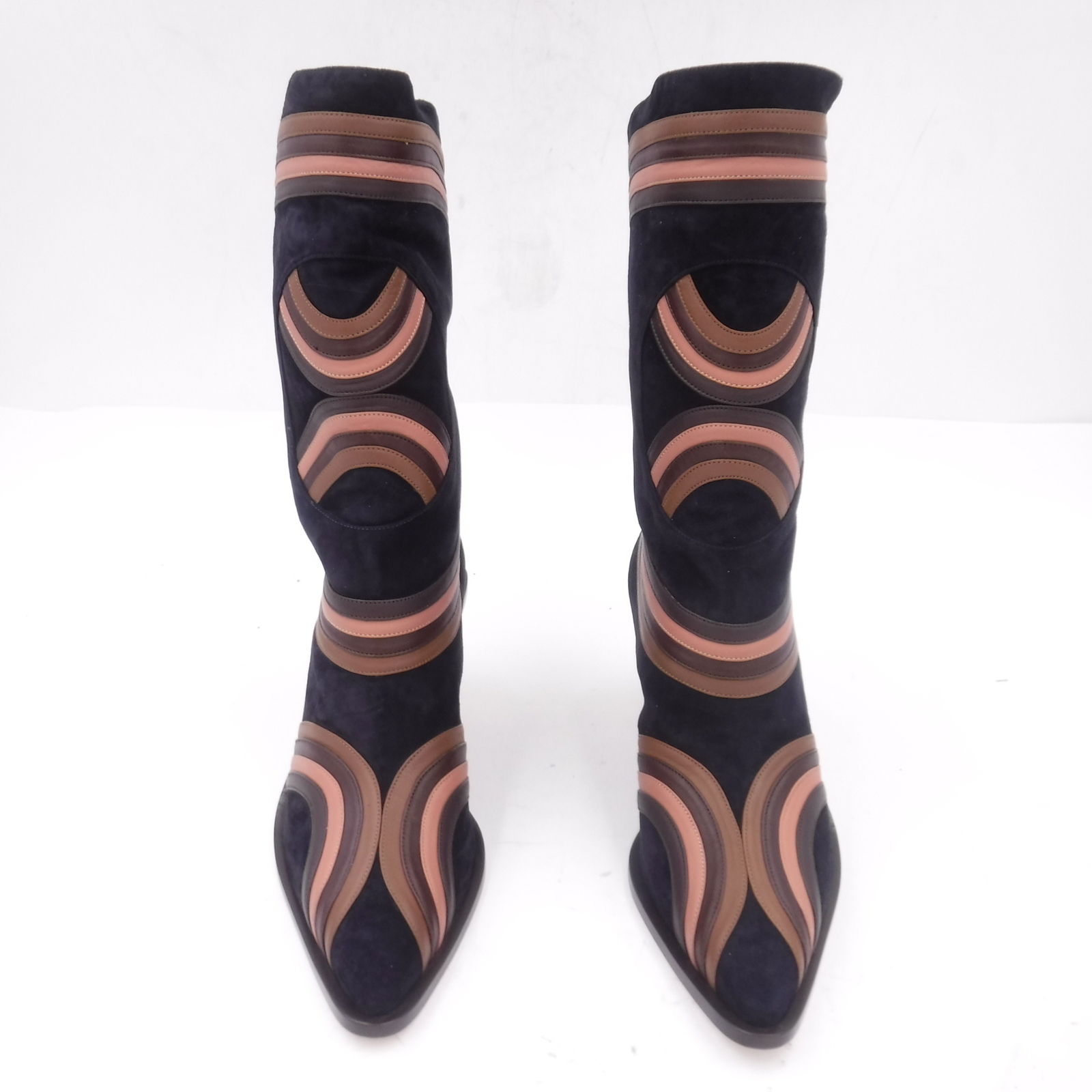 37.5(7) Tamara Mellon Mid-calf Boots, Cashmere/Leather, 65mm(2.6″) Heel,Twilight
