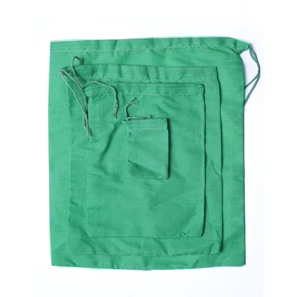4 x 6 Inches Cotton Single Drawstring Green Reusable Storage Cotton Muslin Bags