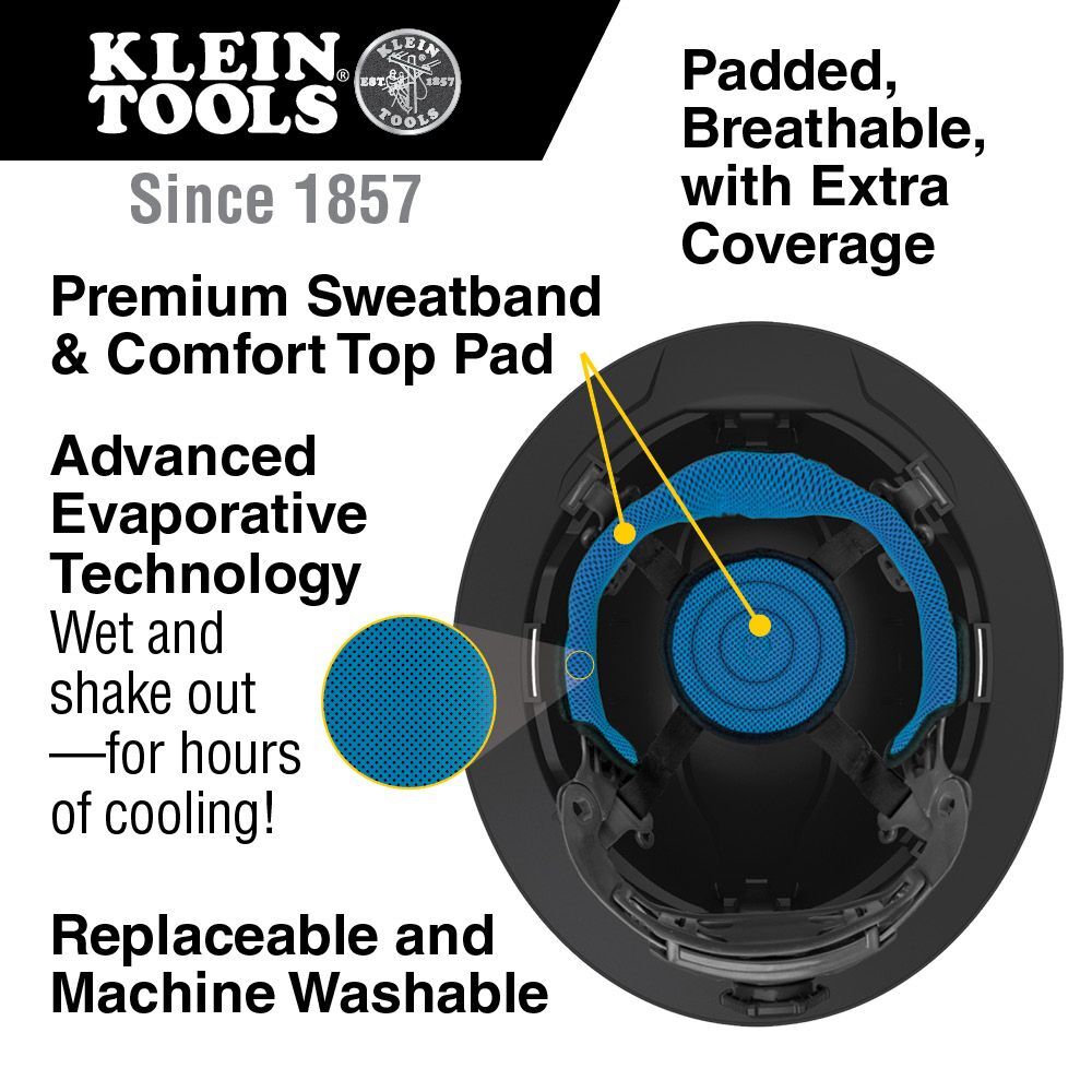 Klein Tools KHHSWTBND2 Hard Hat Sweatband Replacement, Premium KARBN