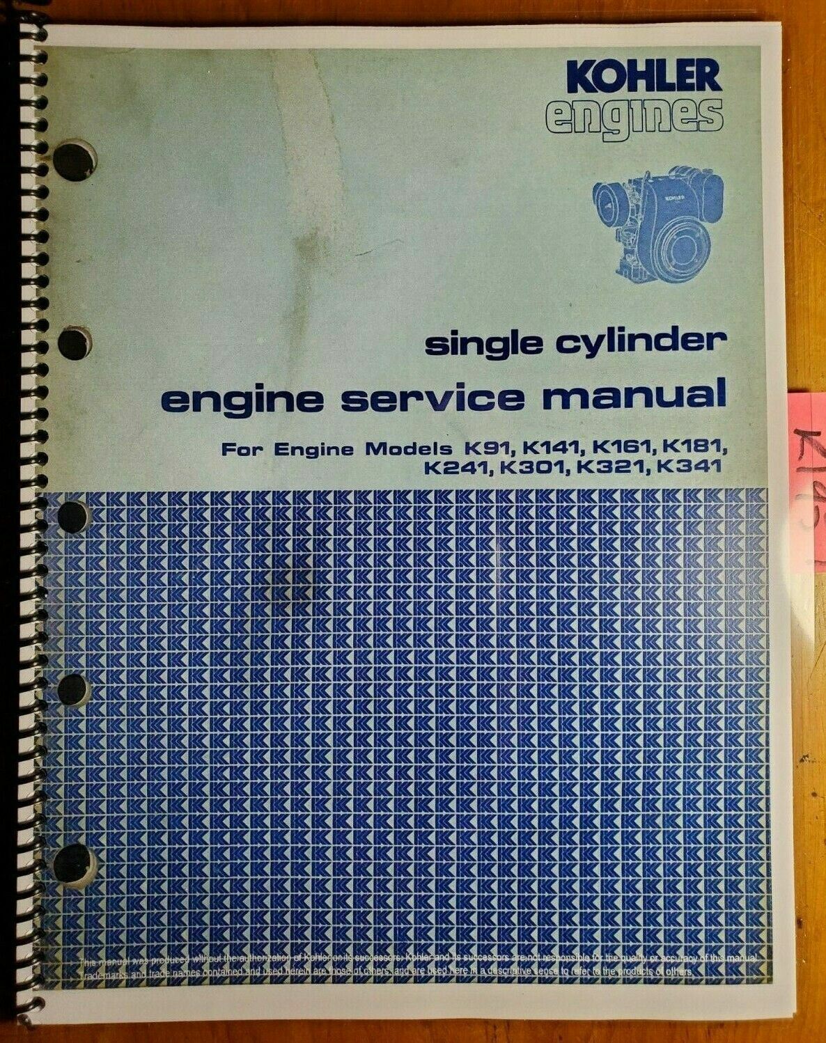 Kohler K91 K141 K161 K181 K241 K301 K321 K341 Single Engine Service Manual 6/81