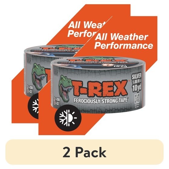 2 pack T-Rex Ferociously Strong Gunmetal Gray Duct Tape, 1.88 in. x 10 yd.