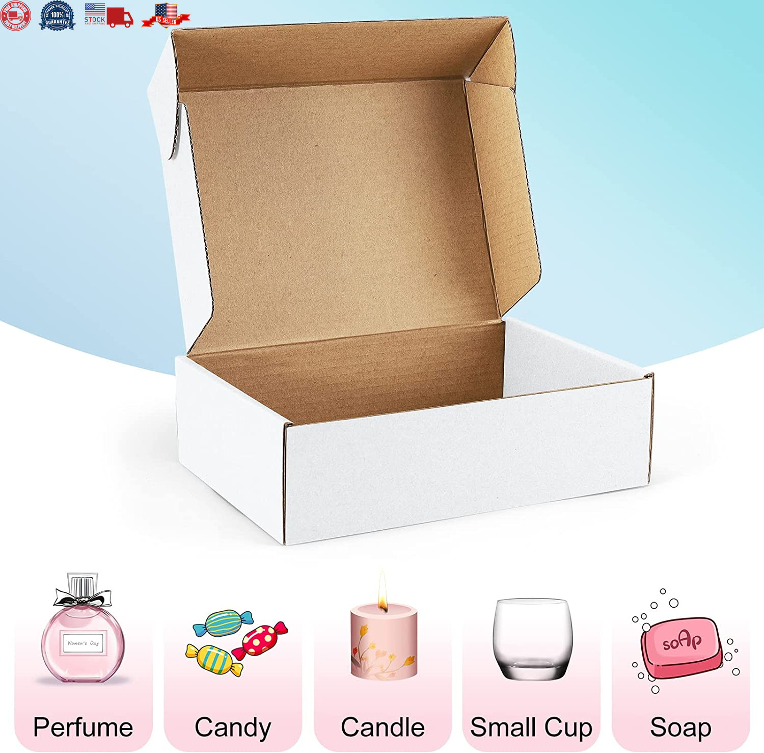 Shipping Boxes 7X5X2 Inches White Small Mailing Boxes 25 Pack Cardboard Corrugat