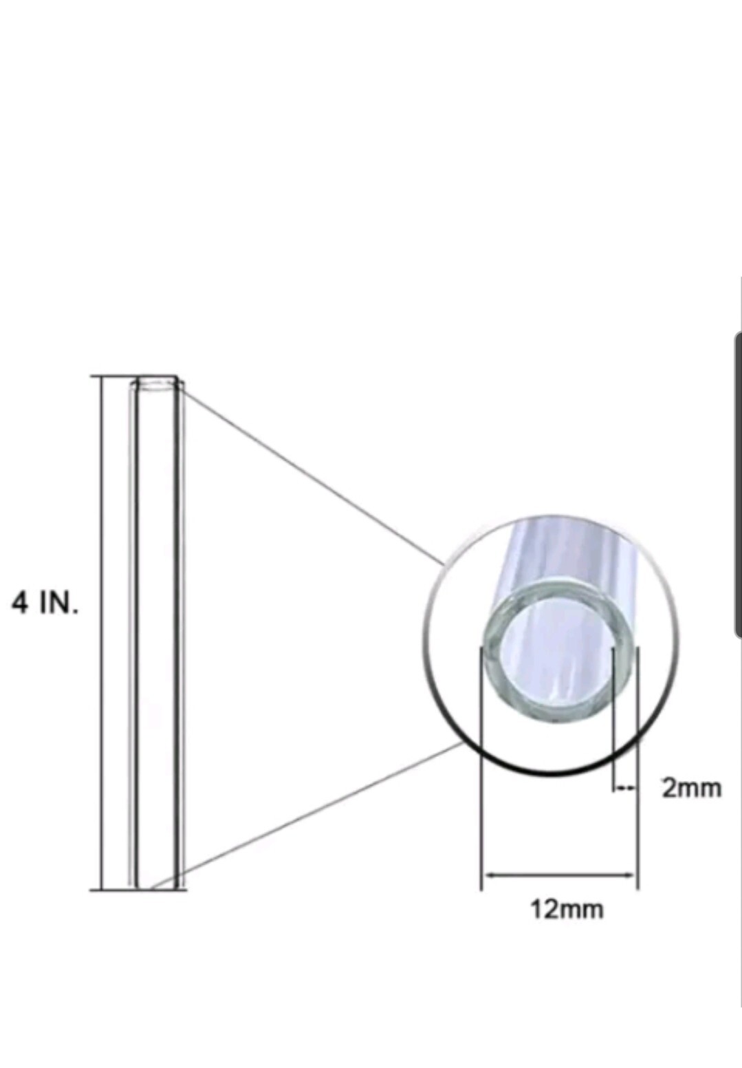 (10 Pack) 4″ Inch Clear Pyrex Glass Blowing Tube 12mm OD 8mm ID 2mm Thick Wall
