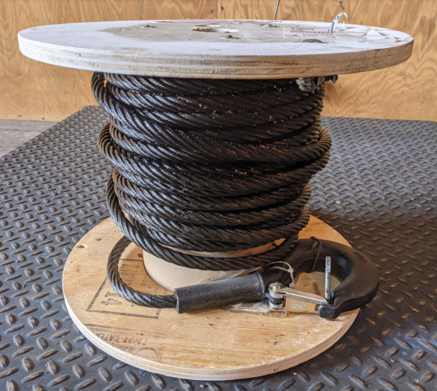 70′ Steel Wire Rope 5/8″ 0.625″ Reel Assy w/ Snap Hook 2151700 4010-01-430-2789