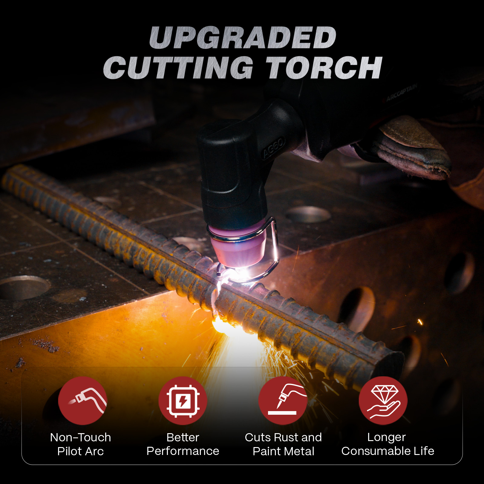 ARCCAPTAIN 60A Plasma Cutter Non-Touch Pilot Arc Plasma Cutting Machine 110/220V