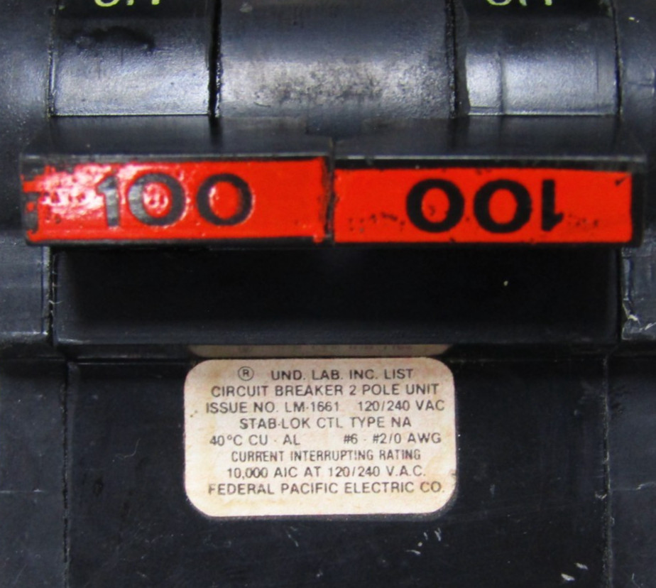 🙌FPE FEDERAL PACIFIC 100 AMP STAB-LOK CIRCUIT BREAKER 120/240 VAC 2 POLE NA2100