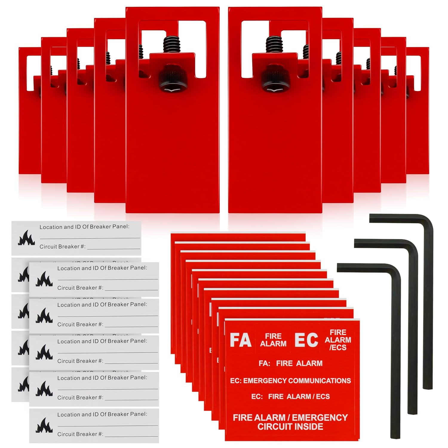 Fire Alarm Breaker Lockout Kit (10-Set) – Red Heavy Duty Metal | ELOCK-FA Fire A