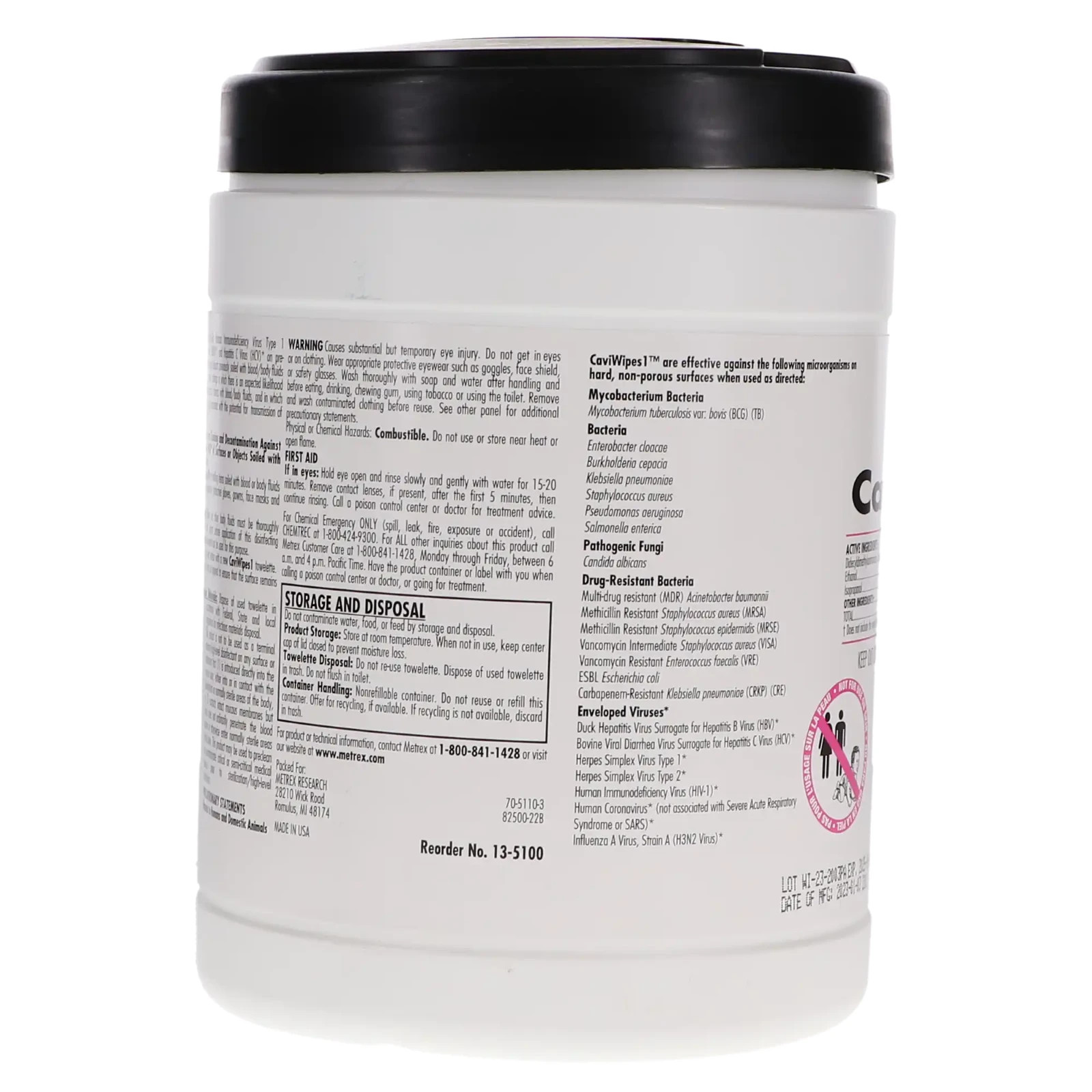 ***EXPIRED!! 08/2022*** Metrex 13-5100 CaviWipes1 Germ Wipes Large 6×6.75, 160