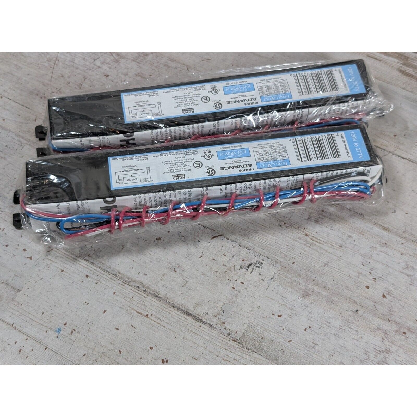 Lot of 2 Philips Advance Centium ICN-1P32N Fluorescent Ballast 120v to 277v