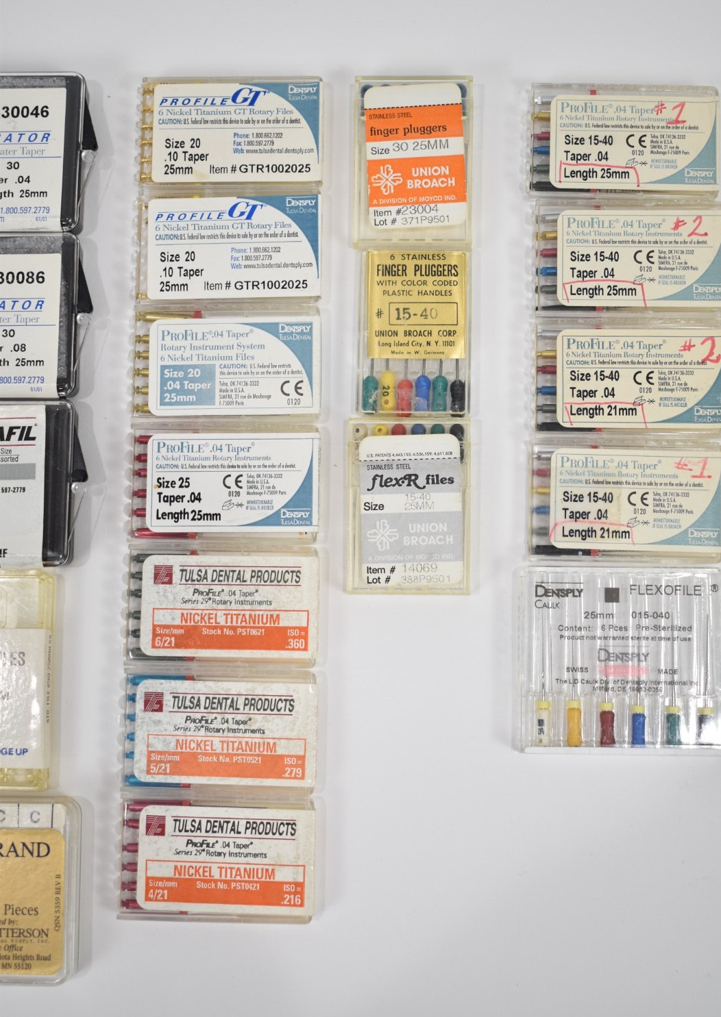 Dental Endodontic Products Various Sizes 25 Total Boxes as Shown