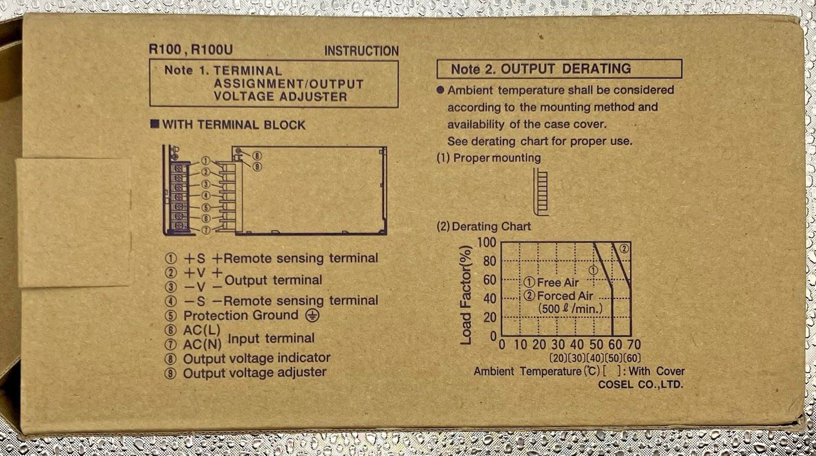 COSEL R100U-24 IN AC100-120V 50-60Hz OUT 24V DC 4.5A (e7-4)