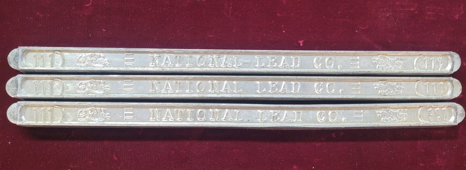 National Lead Co. 111 Lead Bar – Over 13″ In Length. 4lbs Total 3 Bars