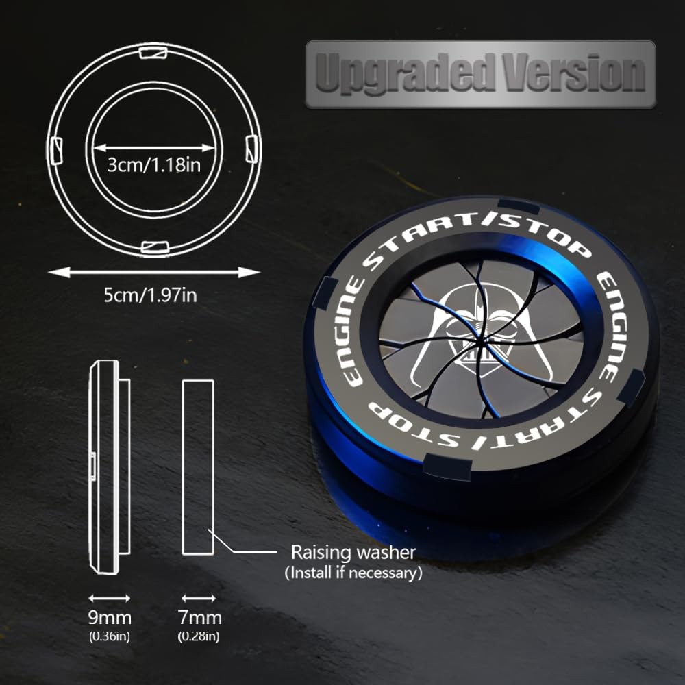 Engine Start Stop Button Cover 1.96in Black – Fits Most Cars & Protects Button