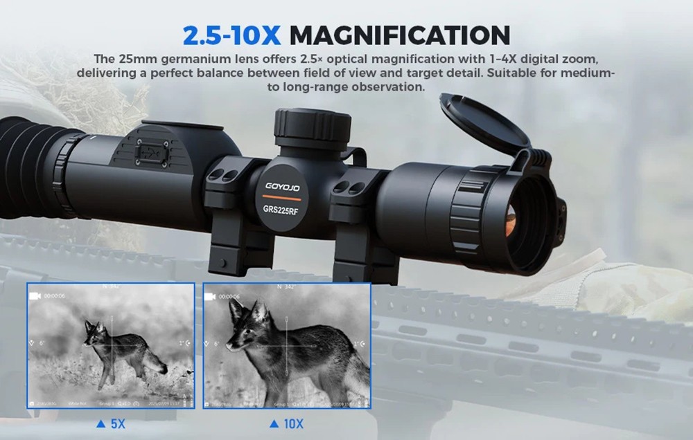 GRS225RF Thermal Night Vision Rifle Scope 1x-8x Zoom 25MM Lens One-Shot Zeroing