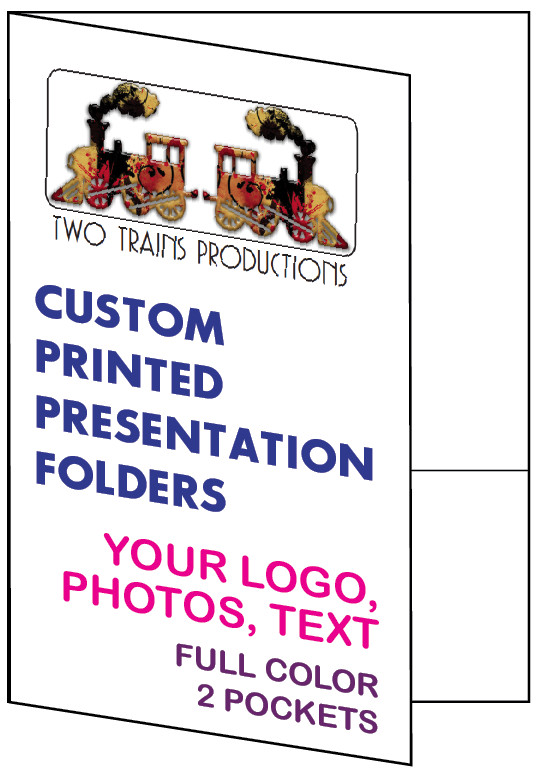 Printed Presentation Folders, 100 Full Color Custom 2-Pocket, Your Logo & Design