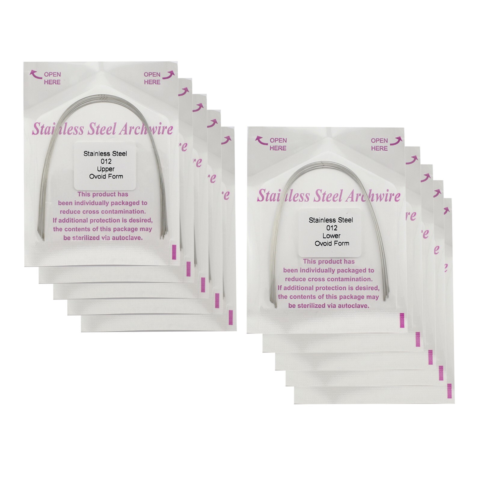 100pcs Dental Orthodontic Ovoid Form Arch Wire Stainless Steel Round Rectangular