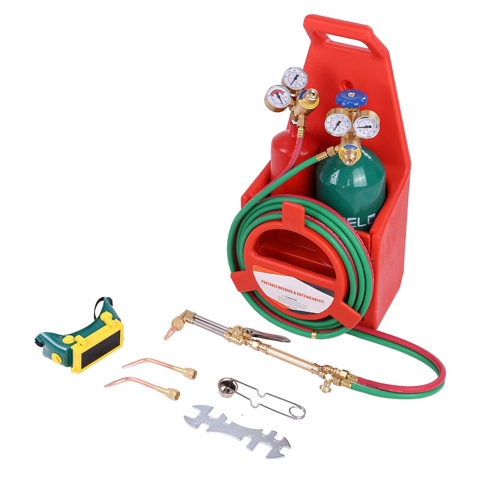 Brazing Welding Cutting Torch Kit w/Oxygen Acetylene with 4L Tanks Regulator