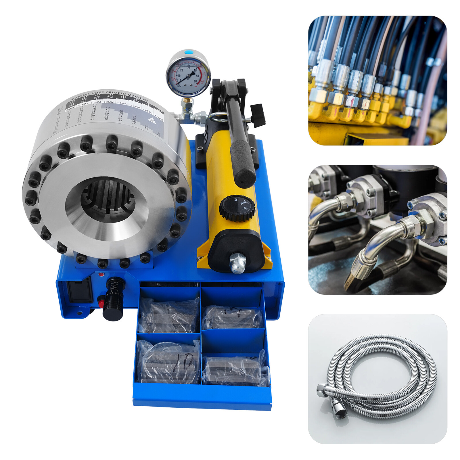 Manual Hydraulic Hose Crimper Pipe Clamping Machine With 8 Sets Dies 10mm-31mm