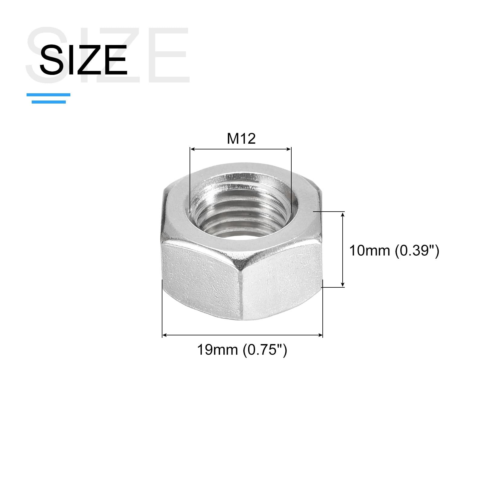 METALLIXITY Hex Nuts M12x1.25mm 10Pcs, 304 Stainless Steel Metric Fine Thread…