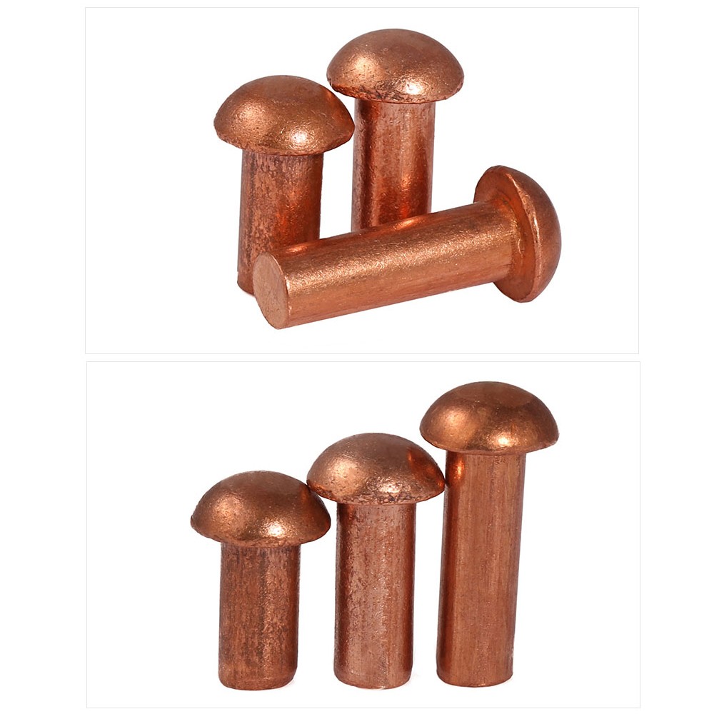 Solid Copper Round Head Rivets Dia 2mm 3mm 4mm 5mm 6mm 8mm Dome Pan Head DIN 660