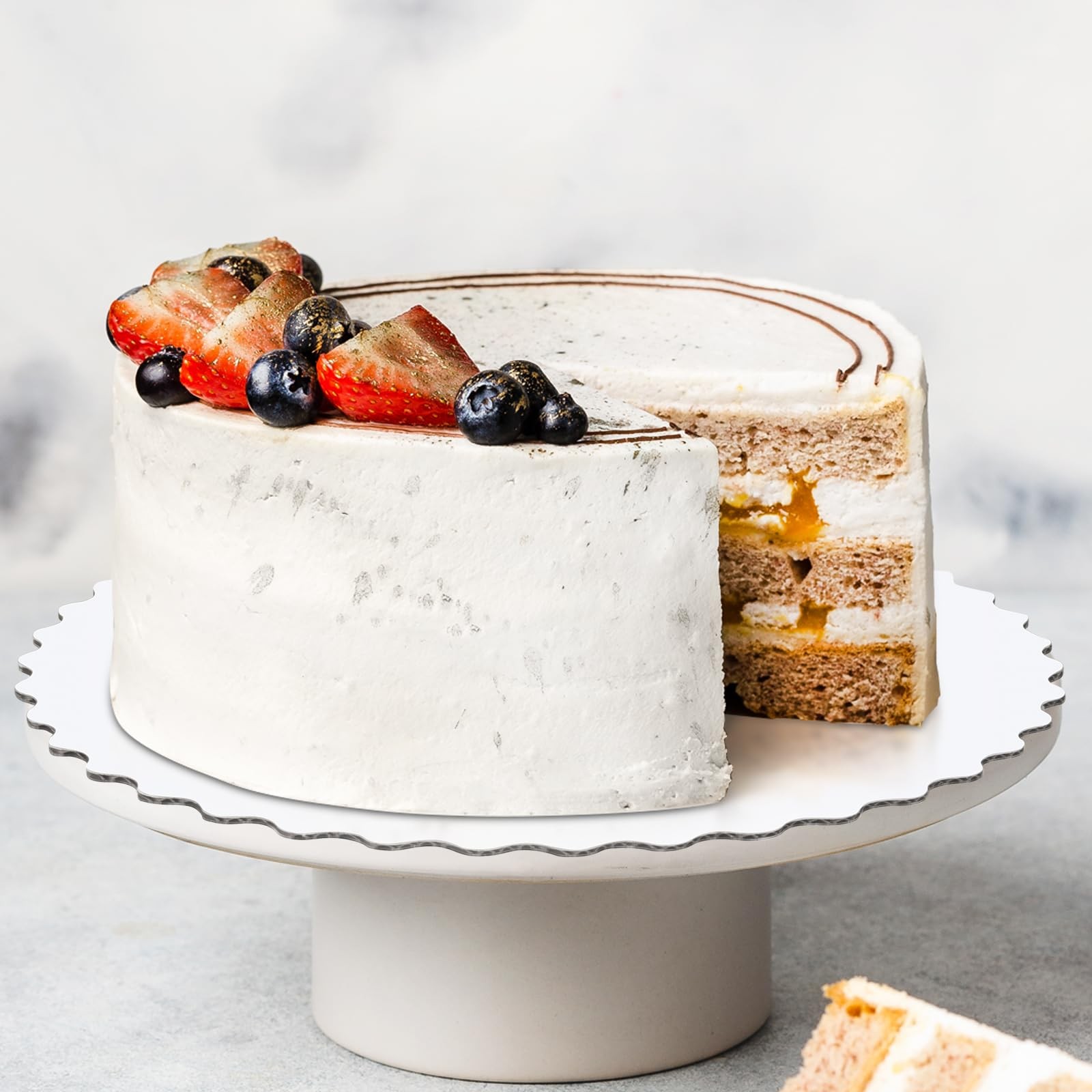Cake Boards 8 inch Round, White Scalloped Edges Food 8 Inch