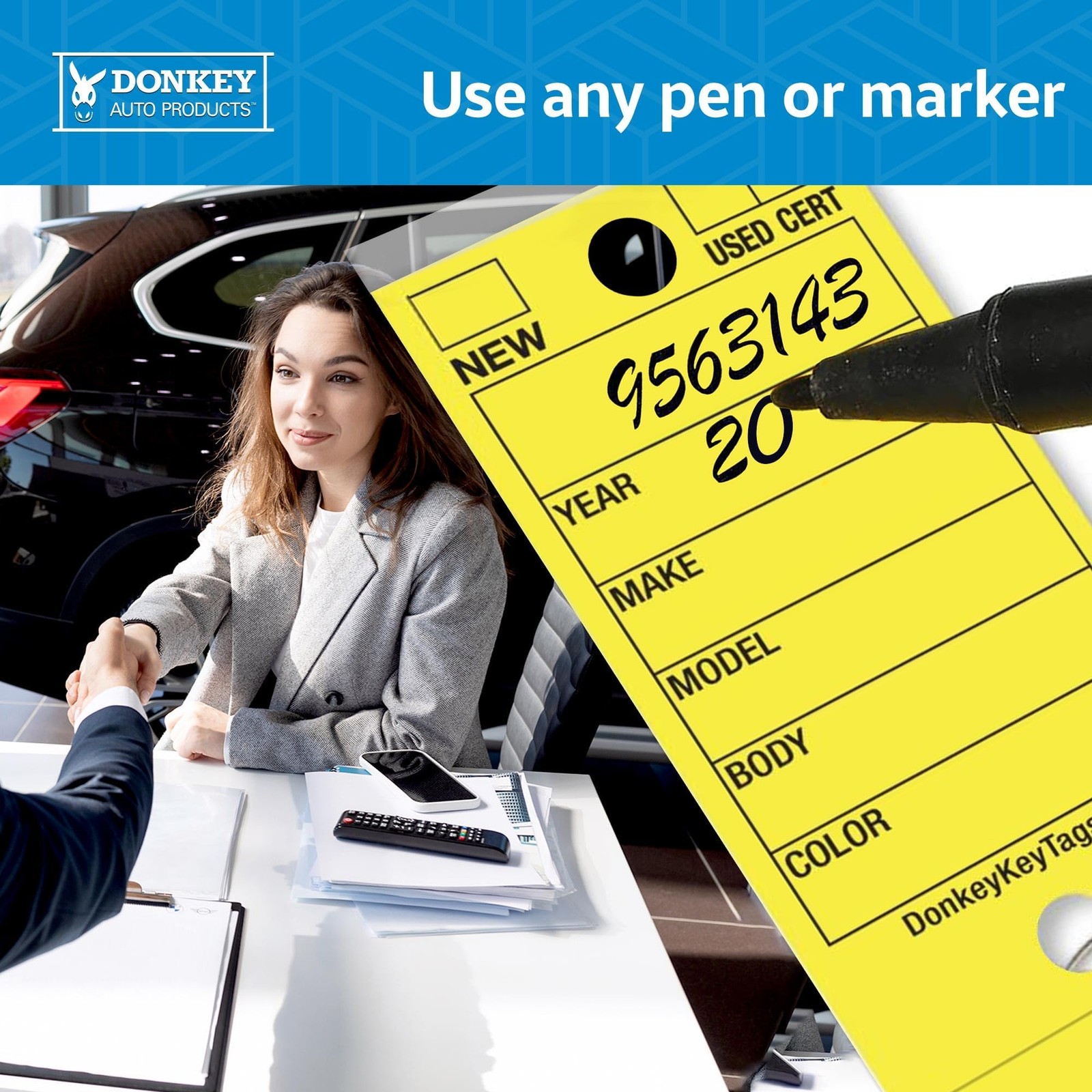 Donkey Key Tags, Laminated Self-protecting (250 Tags Per Box With Meta