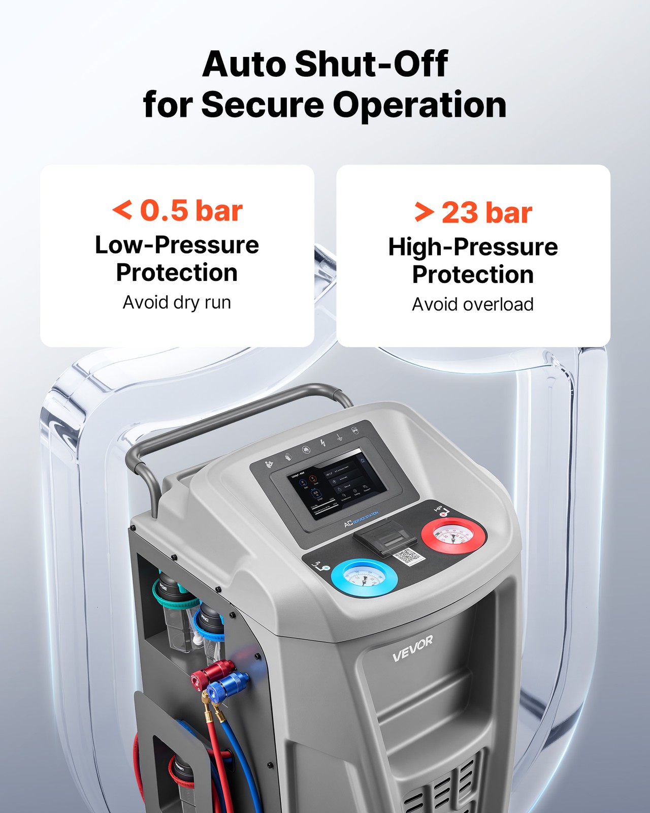 VEVOR Fully Automatic Refrigerant Recovery Machine 1234yf A/C Vacuum Recharging
