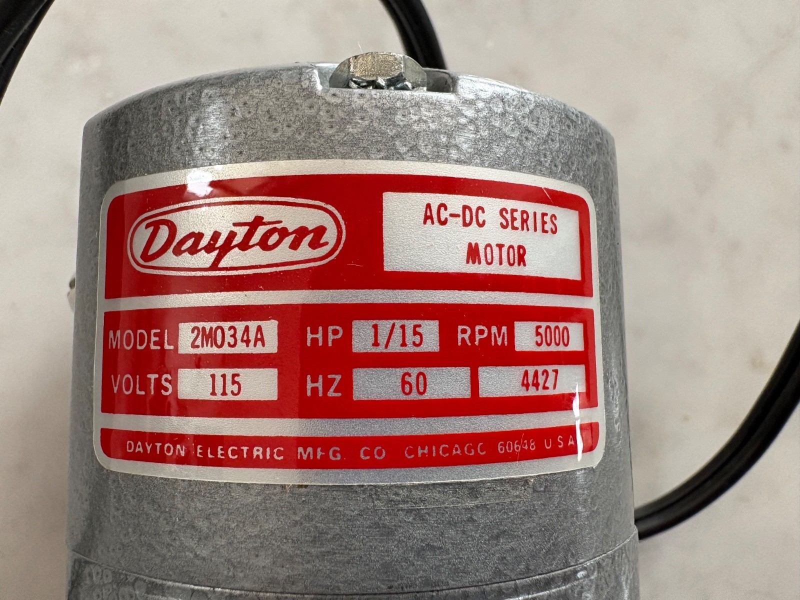 Dayton 1/15 HP Universal AC/DC Motor