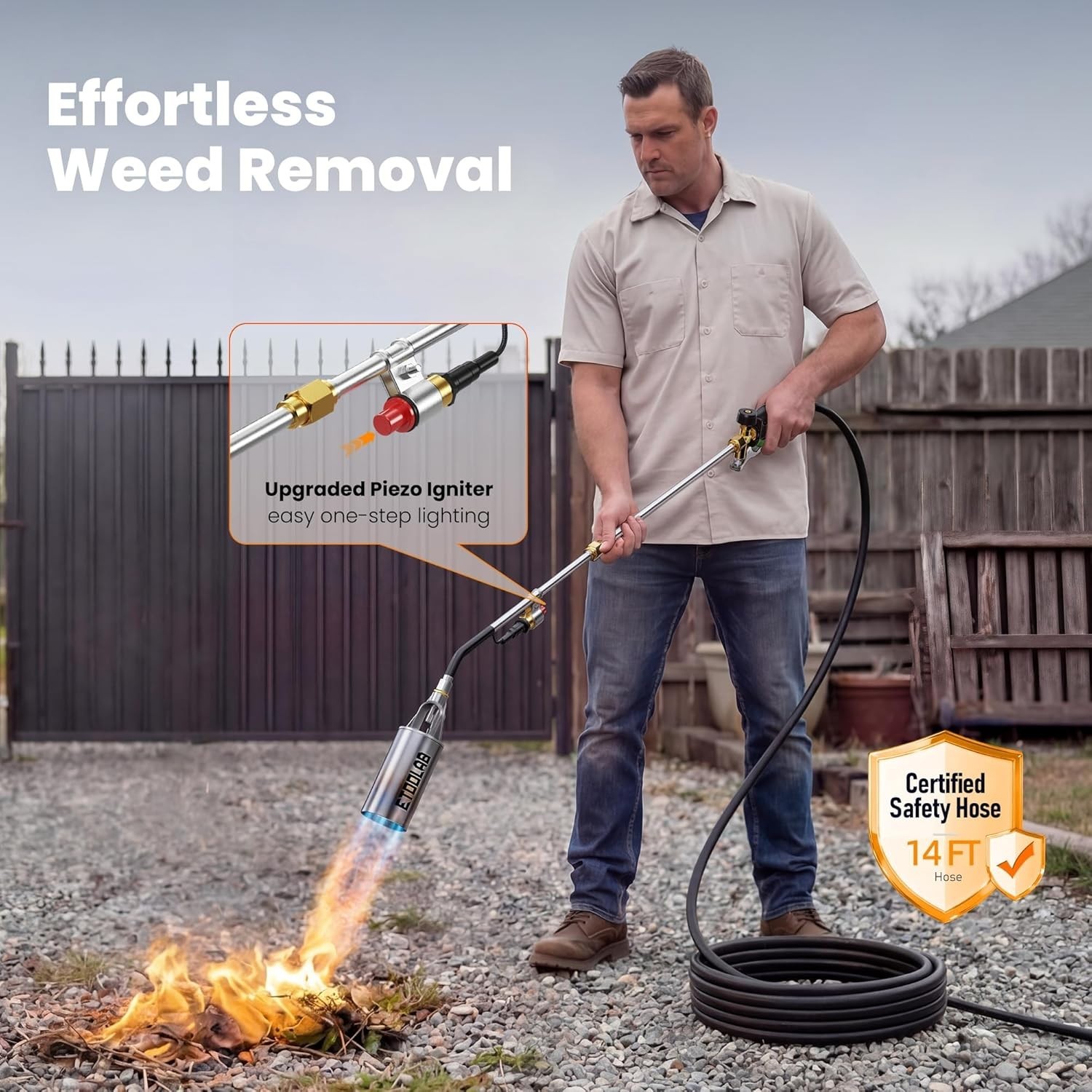 Propane Torch Weed Burner, 14FT Hose High Output Weed Torch with Self Igniter an