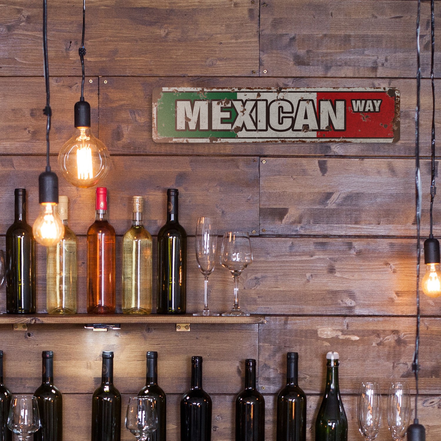 MEXICAN FLAG Vintage Style Street Sign mexico mexicana flags restaurant food