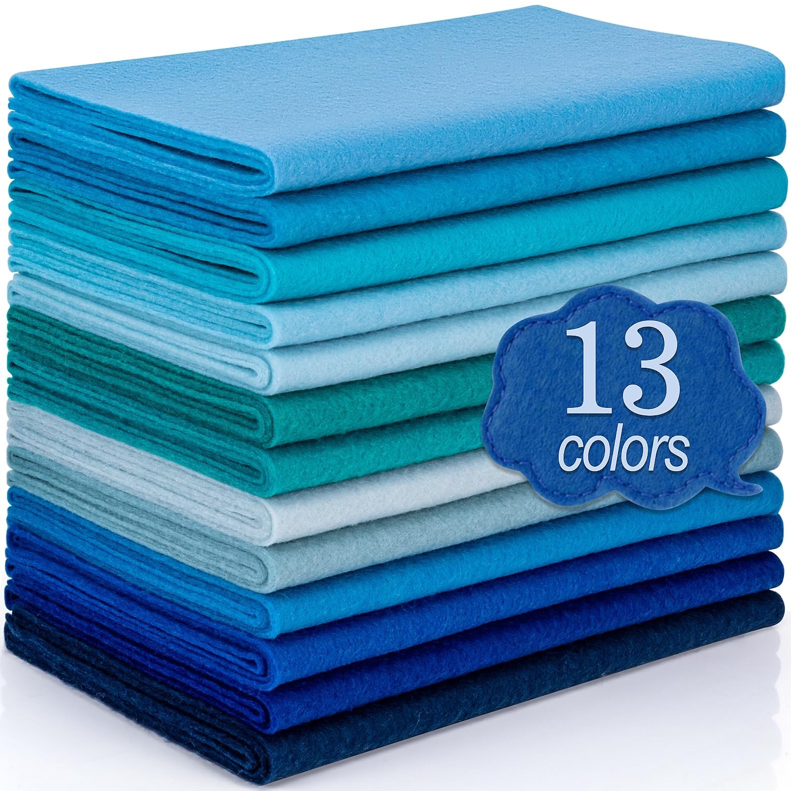 XSEINO 13 Rolls 8″x35″ 1.4mm Thick Soft Felt Fabric Sheet 13 Assorted Blue Se…